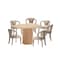 Manhattan Comfort 7-Piece Hathaway 59.05 Round Dining Set in Natural with 6 Flor Dining Chairs in Grey 6-DT05DC088AR-NAGD - alternate 2
